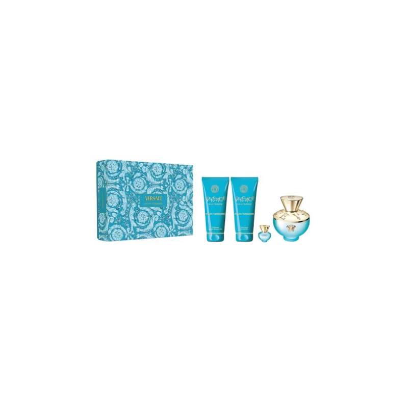 Versace Dylan Turquoise Pour Femme Gift Set - Eau De Toilette Spray 100ml, Body Lotion 100ml, Shower Gel 100ml, Miniature Eau De Toilette 5ml